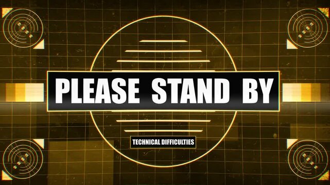 Please stand by 4 in 1 technical break graphic with four color variations.