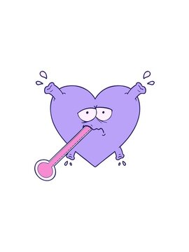 starburst effect animation of cartoon unhealthy heart