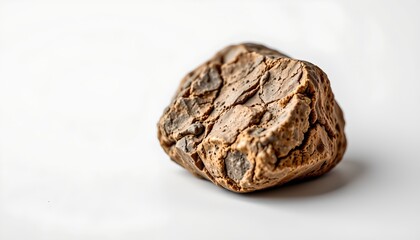 A single rock prominently in the center against a neutral background. The rock appears to have various textures and inclusions, suggesting a natural mineral composition