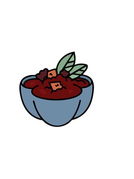 horizontally vibrating animation of traditional hot brazilian feijoada stew drawing