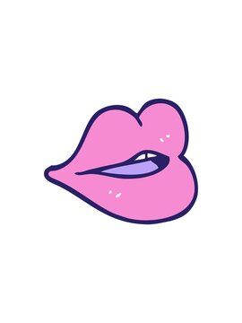 starburst effect animation of hand drawn doodle style cartoon red lips