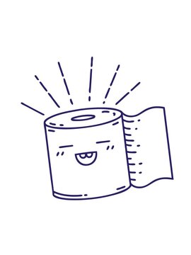 attention grabbing animation of illustration of a traditional black line work tattoo style toilet paper character
