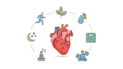 Healthy lifestyle habits for heart health, exercise, sleep, nutrition, and wellness, a balanced approach to cardiovascular with fitness