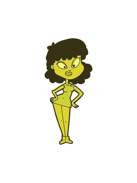 changing color animation of cartoon woman with hands on hips