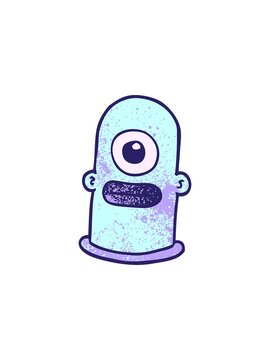 splitting effect animation of cartoon doodle alien man