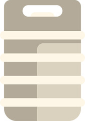 Grey metal beer keg with handle for storing and transporting draught beer, flat vector illustration isolated on white background