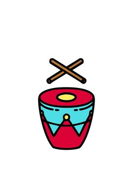 rise and float animation of traditional brazilian drum percussion instrument