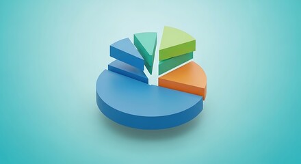 Vibrant 3D pie chart with colorful segments on gradient background