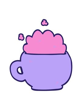 shine light effect animation of cartoon doodle foaming latte