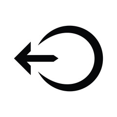 Black arrow pointing left in a circular motion