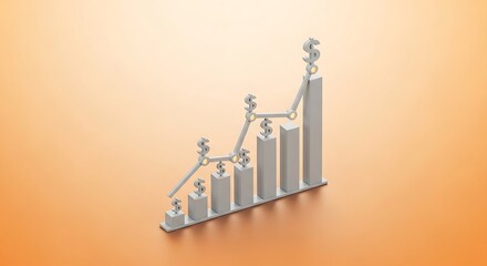 Increasing financial growth chart with dollar signs on a gradient background