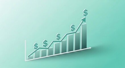 Increasing financial growth chart with dollar signs rising