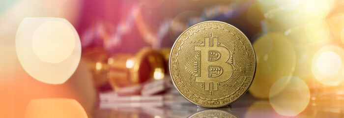 Bitcoin cryptocurrency investment with financial growth background