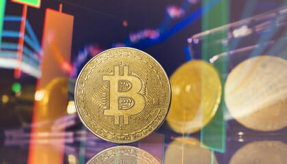 Bitcoin trading with candlestick chart overlay