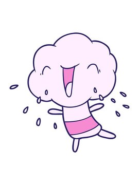 bob and pause animation of cute cartoon cloud head creature