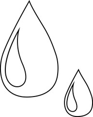 Water drop icon with droplet splash symbols in line style, liquid rain fluid illustration for weather nature hygiene UI design and clean graphic elements