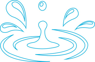 Water drop icon with droplet splash symbols in line style, liquid rain fluid illustration for weather nature hygiene UI design and clean graphic elements