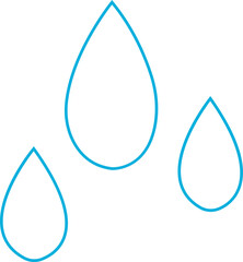 Water drop icon with droplet splash symbols in line style, liquid rain fluid illustration for weather nature hygiene UI design and clean graphic elements