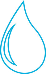 Water drop icon with droplet splash symbols in line style, liquid rain fluid illustration for weather nature hygiene UI design and clean graphic elements