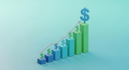 Increasing financial growth with rising dollar sign profits