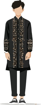 Create a kinds of deferent modern man Eid fashion dress vector art with white background.