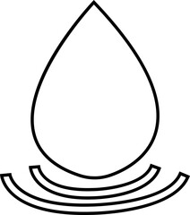 Water drop icon with droplet splash symbols in line style, liquid rain fluid illustration for weather nature hygiene UI design and clean graphic elements