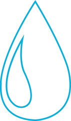 Water drop icon with droplet splash symbols in line style, liquid rain fluid illustration for weather nature hygiene UI design and clean graphic elements
