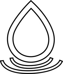 Water drop icon with droplet splash symbols in line style, liquid rain fluid illustration for weather nature hygiene UI design and clean graphic elements