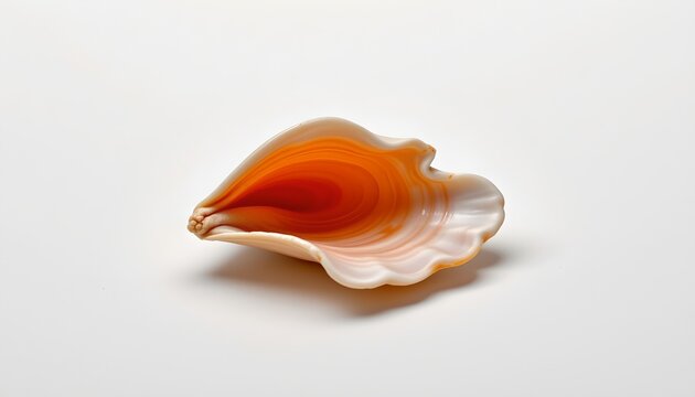 A seashell rests against a neutral background.