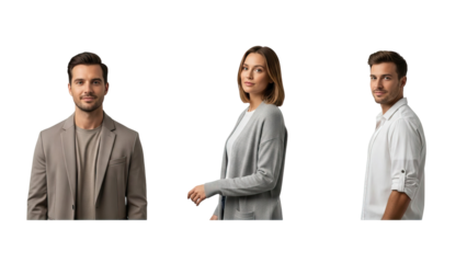 Three people standing side by side against black background isolated on white transparent png background download 5