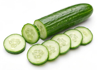 Fresh whole cucumber and slices