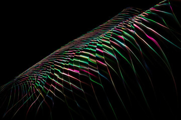 Abstract Representation of Data Streams as Colorful Light Trails Against a Black Background Conveying Information Technology and Network Communication