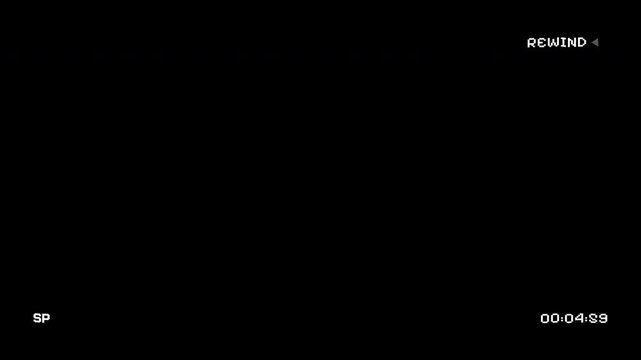 Minimalist rewind VHS animation with time code 10 second. 