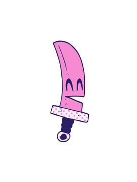 spinning motion animation of cartoon doodle happy magical sword