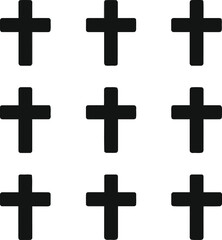 A grid of black crosses on a white background viewed from directly above