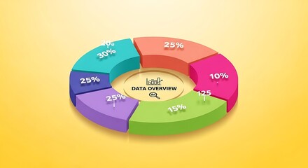 Vibrant data overview chart with colorful pie chart sections