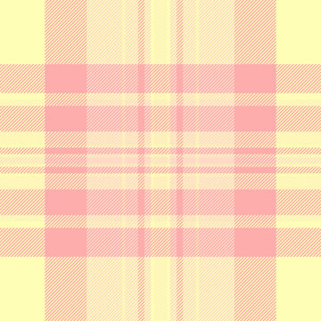 Soft, pastel plaid pattern in pink  yellow hues, evokes warmth  nostalgia. Ideal for backgrounds, textiles,  seasonal designs. Versatile, cute,  comforting texture.