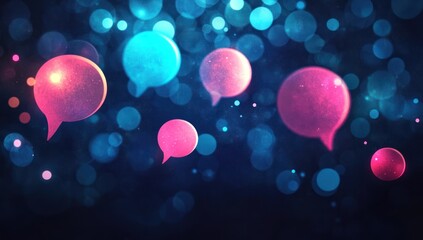 Glowing Speech Bubbles Floating in a Dreamy Celestial Space of Interconnected Dialogue