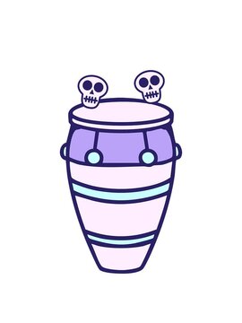 spinning skulls animation of traditional brazilian repinique carnival drum