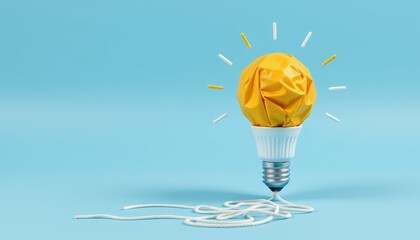 Creative representation of a crumpled paper light bulb symbolizing innovative ideas, inspiring concepts, and fresh perspectives