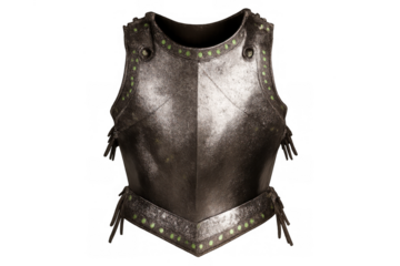 Medieval breastplate armor on transparent background providing protection, representing history, strength, and defense theme