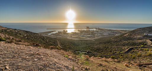 Stunning Coastal Hillside Panorama Over Harbor Toward Sunlit Sea, Agadir, Morocco