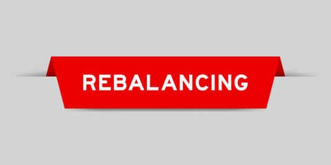 Red color inserted label with word rebalancing on gray background