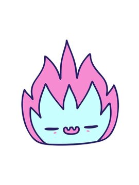 spinning motion animation of cartoon of a cute flame demon