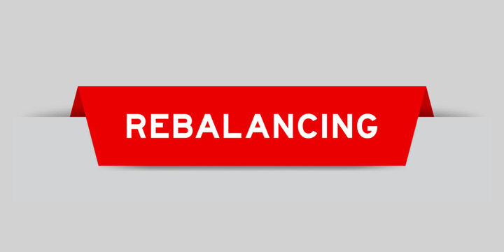Red color inserted label with word rebalancing on gray background