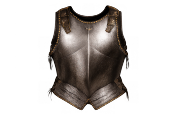 Medieval breastplate armor with intricate metalwork and leather straps, offering strong protection for warriors