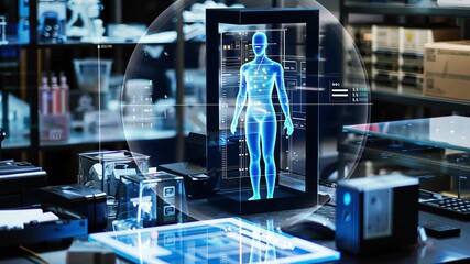 futuristic medical technology with human body scan - Powered by Adobe