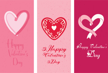 Valentine's Day Greeting Cards with Pink Hearts and Festive Holiday Design Elements for Romantic Celebrations and Expressions of Love