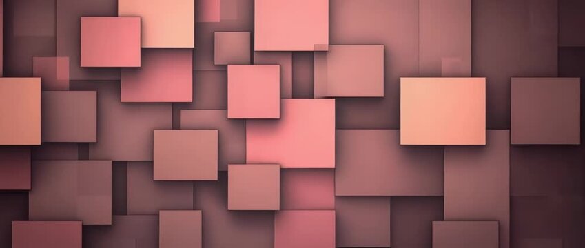 Abstract Background of Overlapping Pink and Brown Squares Geometric Design Modern Texture