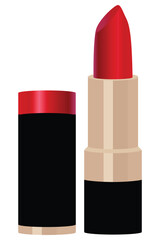 Red Lipstick Icon Set in Flat Style for Women Makeup and Cosmetic Design Vector Illustration